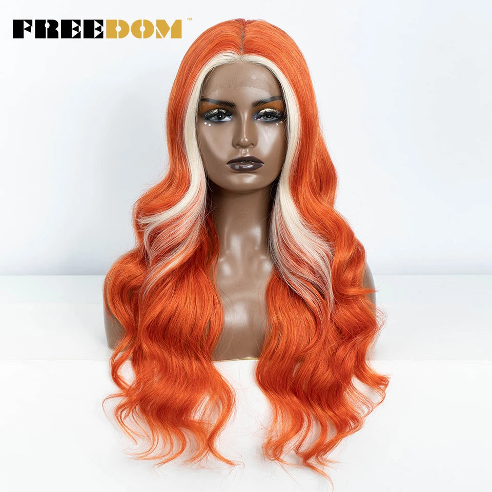 Herlace - Synthetic Lace Front Wigs Body Wave curls 26 pouces 13x4