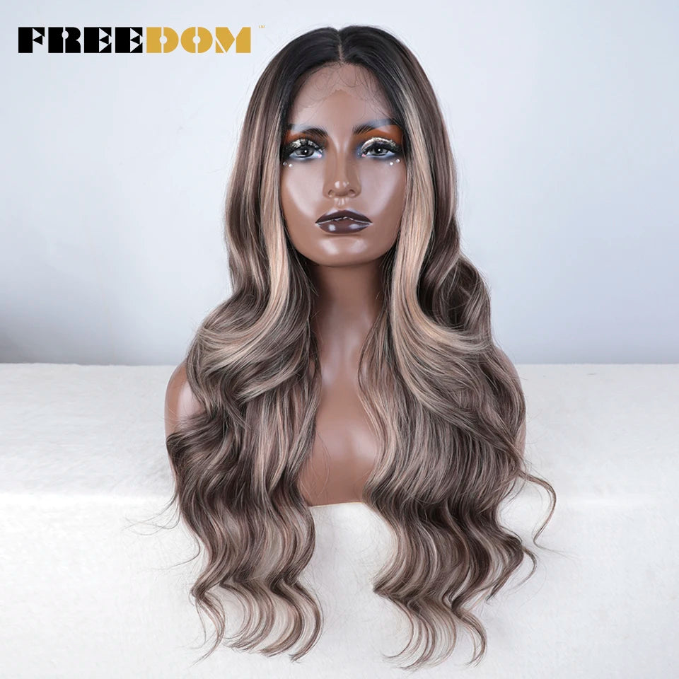 Herlace - Synthetic Lace Front Wigs Body Wave curls 26 pouces 13x4