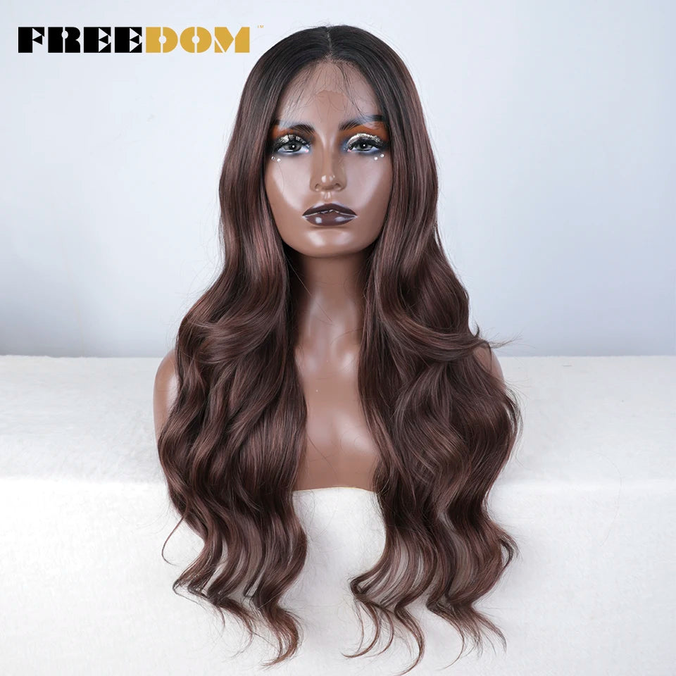 Herlace - Synthetic Lace Front Wigs Body Wave curls 26 pouces 13x4