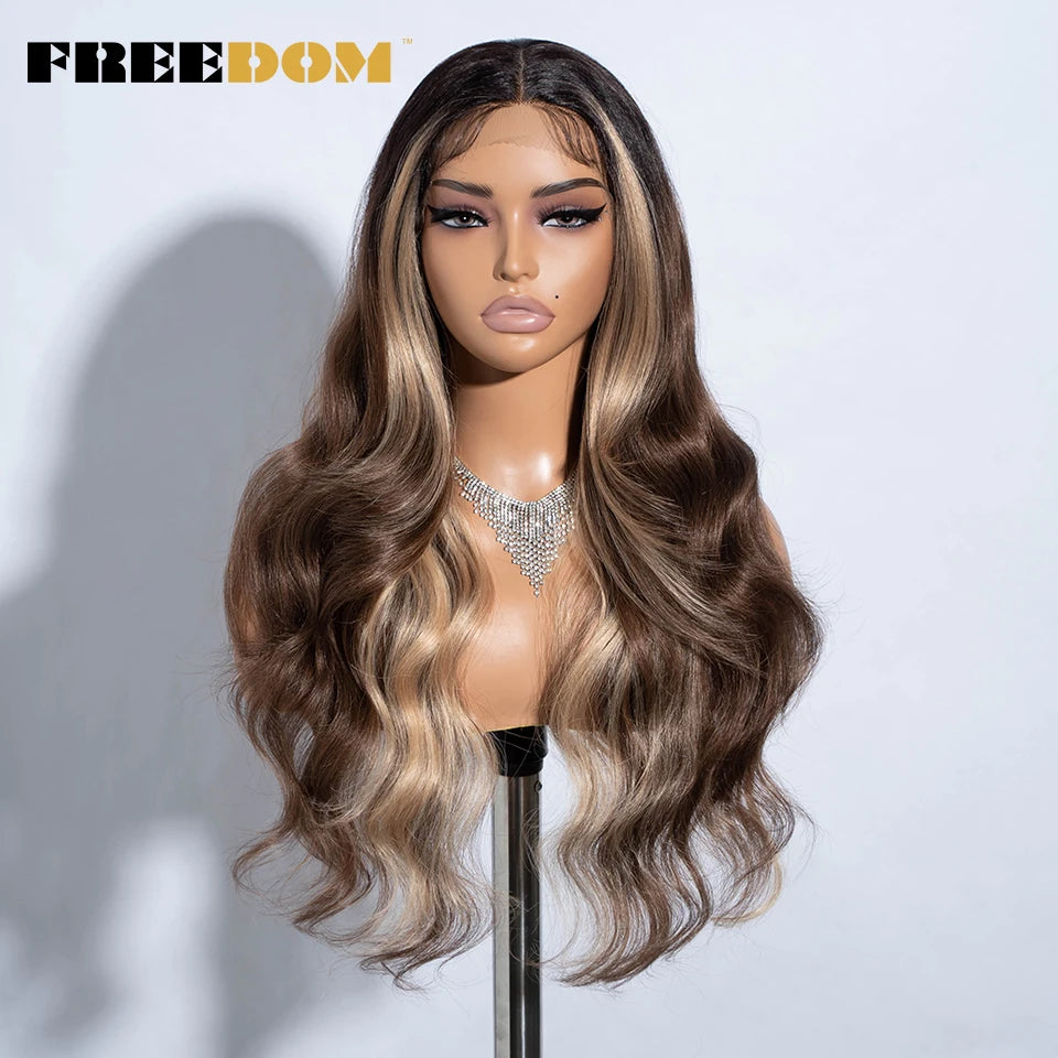 Herlace - Synthetic Lace Front Wigs Body Wave curls 26 pouces 13x4