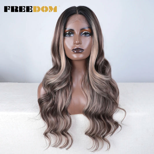 Herlace - Synthetic Lace Front Wigs Body Wave curls  26 pouces 13x4 