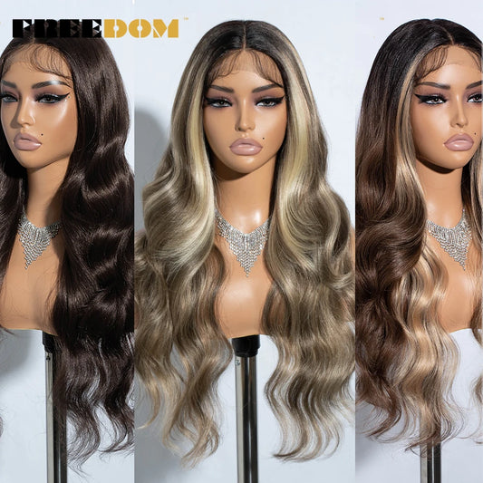 Herlace - Synthetic Lace Front Wigs Body Wave curls  26 pouces 13x4 